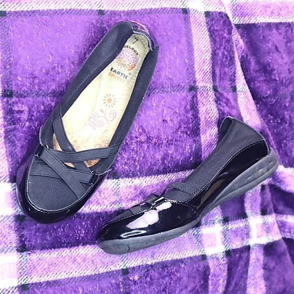 BLACK FLATS 7 Earth Spirit Laced Stretch Elastic Slip-on Work Office Classic - Picture 1 of 9